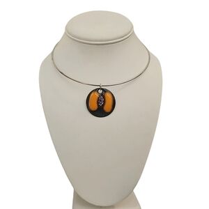 🦋 Gold and Orange Choker Floating Necklace with Elegant Design